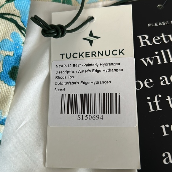 TUCKERNUCK Waters Edge Hydrangea Rhoda Tunic Top Blue Size 4 NEW - Picture 10 of 14